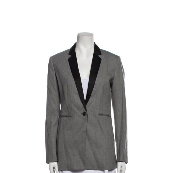 Rag & Bone Lapel‎ Single Button Blazer Wool Blend Gray Black Long Sleeve Size 0 - Picture 1 of 8